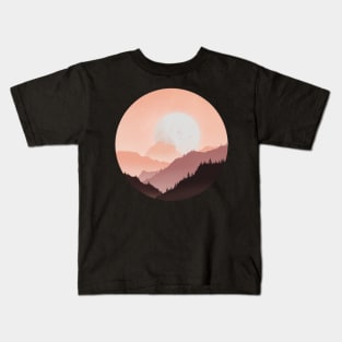 Landscape moon and mountain Kids T-Shirt